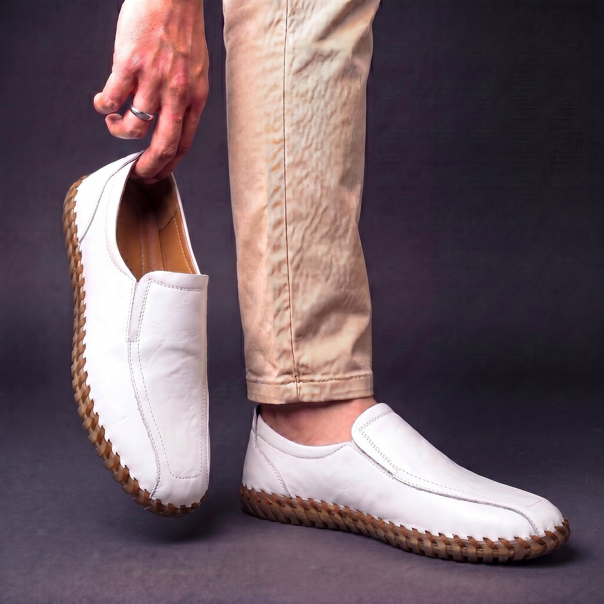 Herren Loafer Slip-On gewebte Kantenverzierung gepolstert 11