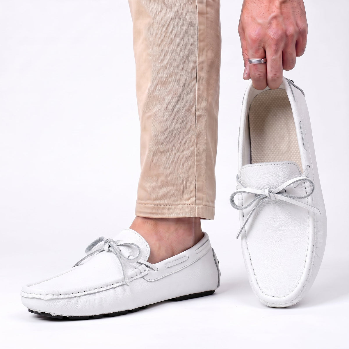 Herren Loafer Slip On weiche Fahrsohle gepunktet mit Handstichnaht 10