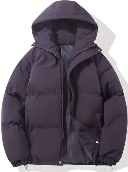 Winterjacke Damen Warme Gesteppte Puffer Stehkragen Outdoorjacke - Lila