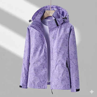 Winterjacke Damen Wasserdichte Gefütterte Outdoorjacke mit Kapuze - Lila