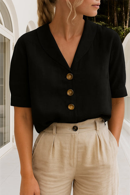 Kurzarmbluse Damen | Eleganter Kragen & Knopfleiste 3
