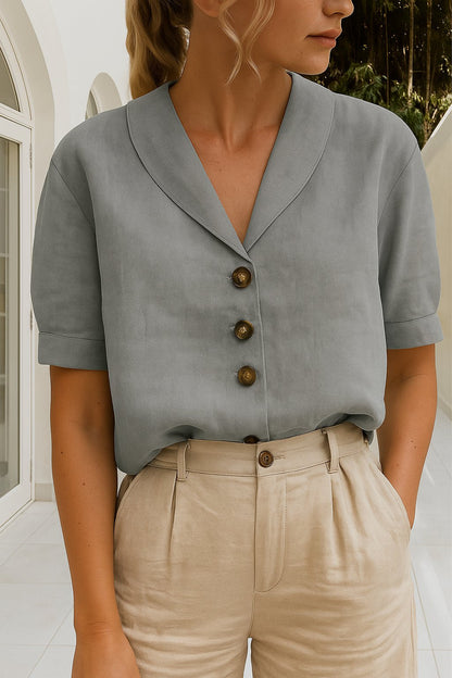 Kurzarmbluse Damen | Eleganter Kragen & Knopfleiste 4