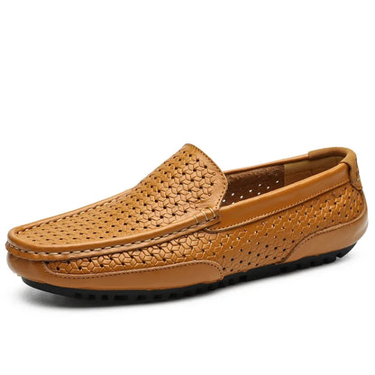 Side view of men's loafers with a classic structured silhouette