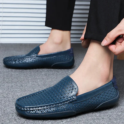 Back view of men's loafers showing the heel and refined profile